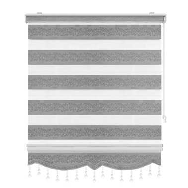 Doppelrollo Klemmfix ohne Bohren Rankelmuster Grau-Silber – Ansicht 3 Doppelrollo Klemmfix ohne Bohren Rankelmuster Grau-Silber – Ansicht 3